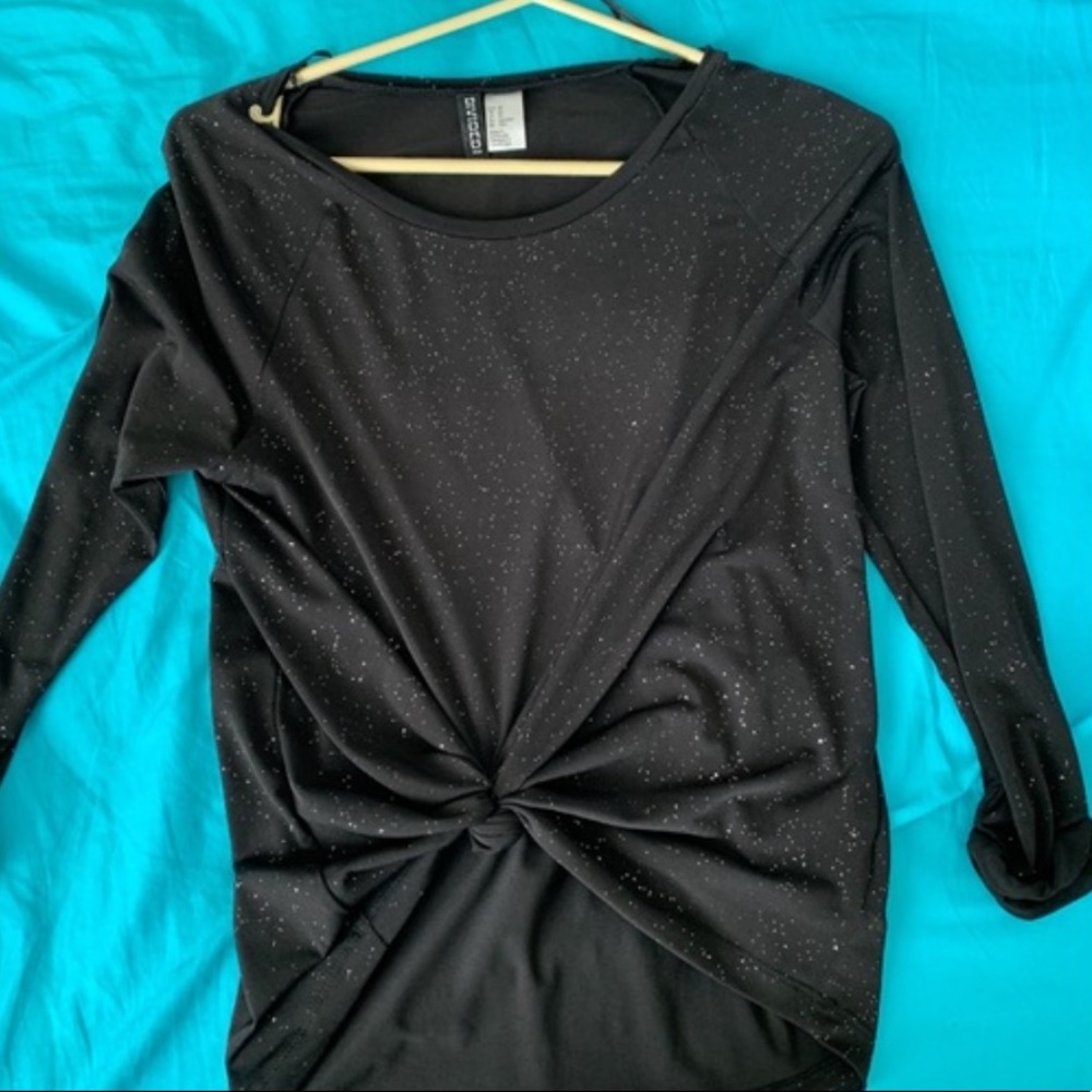 Black tied long sleeve shirt with sparkles